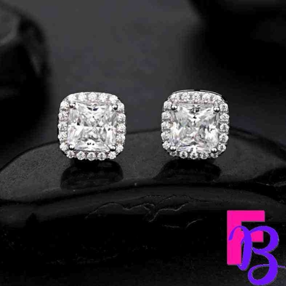 Urban Legend Other - Platinum Iced Cube Earrings